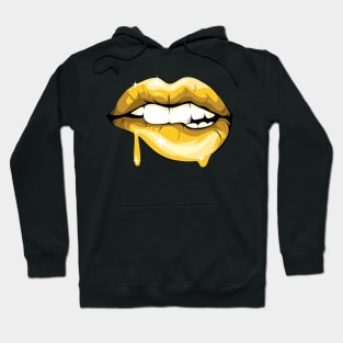 Golden Dripping Glossy Lips Hoodie